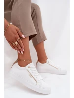 Dámské Tenisky Z Eko Kůže Big Star SS274026 Bílá-Zlatá