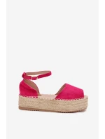 Dámské sandály espadrilky na platformě s pleteným detailem – fuchsiové