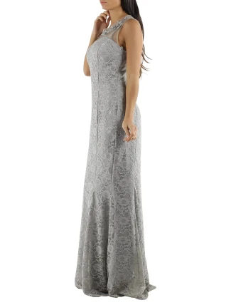 Společenské a plesové šaty krajkové dlouhé luxusní značkové CHARM'S Paris šedé - Šedá / XS - CHARM'S Paris Společenské a plesové šaty krajkové dlouhé luxusní značkové CHARM'S Paris šedé - Šedá / XS - CHARM'S Paris