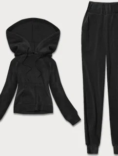 Černý hrubší dámský teplákový komplet s polarem (YP-1022)