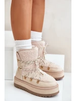 Dámské Sněhule Na Platformě S Šněrováním Světle Béžové Riaviana