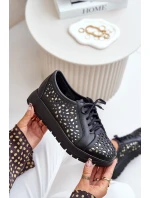 Zazoo 2973 Kožené Polobotky Na Platformě S Děrováním Černé