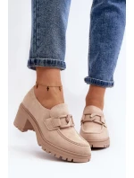 Béžové semišové boty Finley na masivních vysokých podpatcích