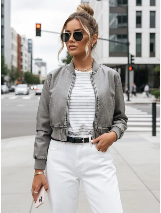 Dámská kožená bunda SANTOL šedá FashionStreet TY4340