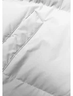 Bílá dlouhá hrubší dámská bunda s kapucí (5M3163-281)