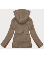 Černo-tmavě béžová oboustranná krátká dámská bunda s kapucí (16M2155-84)