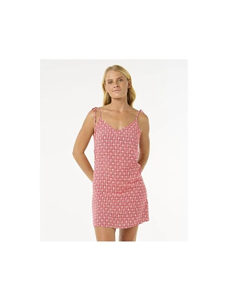 Šaty RIP CURL Cala Mayor Mini Tie Dress, červené Šaty RIP CURL Cala Mayor Mini Tie Dress, červené