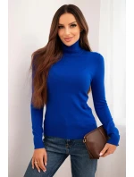 Dámský svetr z viskózy s rolákem a dlouhým rukávem chabrový