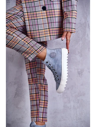 Dámské Kožené Teplé Tenisky Big Star EE274115 Světle Modré