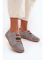 Kožené semišové dámské polobotky Vinceza 95377 Šedé