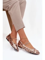 Dámské baleríny zdobené flitry Terlina – šampaňsko-růžové