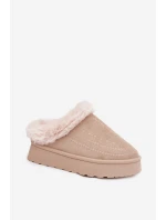 Dámské sněhule na platformě s kožíškem a dekorativním prošíváním – světle béžové Arelina