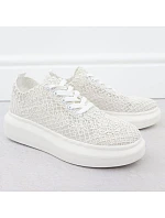 Dámské boty na platformě šněrovací bílé Vinceza 17371