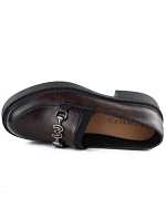 Dámské kožené mokasíny na silné podrážce vínové Vinceza 39985