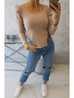 Halenka s buffovými rukávy tmavě béžová