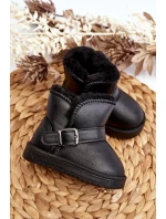 Dětské ekologické kožené sněhule s popruhem černé Orinor