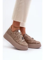 Kožené sportovní boty na platformě Maciejka 06191-10 Bežové