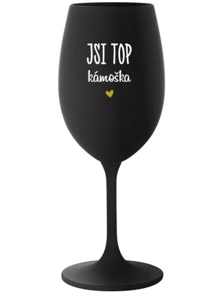 JSI TOP KÁMOŠKA - černá sklenice na víno 350 ml