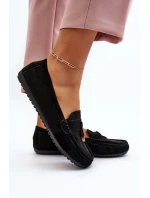 Dámské klasické černé semišové mokasíny Ontala