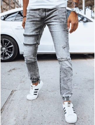 Pánské džínové kalhoty jogger šedé FashionStreet UX4039