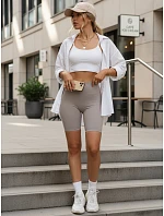 Dámské cyklistické šortky s vysokým pasem šedé FashionStreet SY0584 Dámské cyklistické šortky s vysokým pasem šedé FashionStreet SY0584
