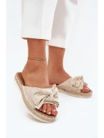 Dámské Pantofle Na Platformě S Pletením A Mašlí Béžové Alpireda