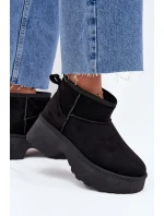 Dámské Nízké Sněhule Na Zasun S Oteplením S Hřejivým Kožíškem Černé Mavelle