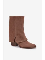 Dámské zimní kozačky s otočeným lemem Vinceza 16516 Béžové