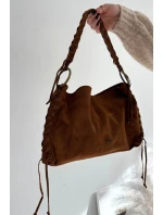 Kožená semišová taška s ozdobnými šňůrkami camel Janelis