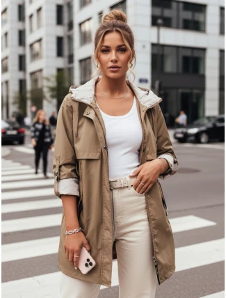 Dámská přechodná bunda parka MEROY tmavě béžová FashionStreet TY4289