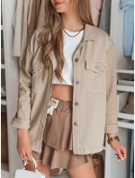 Dámské oversize košilové sako OVERBOR béžové FashionStreet TY4892 Dámské oversize košilové sako OVERBOR béžové FashionStreet TY4892
