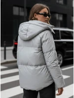 Dámská kožená přechodná bunda COLLAR šedá FashionStreet TY5190