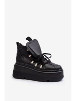 Zazoo 3416 Kožené dámské sportovní boty černé