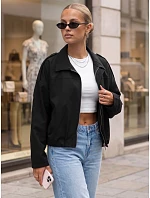 Krátká dámská přechodová látková bunda, černá, FashionStreet TY5955 Krátká dámská přechodová látková bunda, černá, FashionStreet TY5955