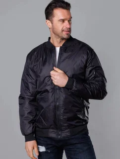 Černá pánská bunda typu "bomber" s prošívanou podšívkou (AK95-1)