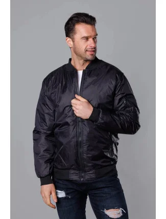 Černá pánská bunda typu "bomber" s prošívanou podšívkou (AK95-1) Černá pánská bunda typu "bomber" s prošívanou podšívkou (AK95-1)