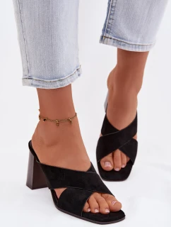 Dámské sandály na podpatku Černé Denessa