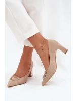 Dámské lodičky na širokém podpatku s ozdobnou sponou Seriva – nude Dámské lodičky na širokém podpatku s ozdobnou sponou Seriva – nude