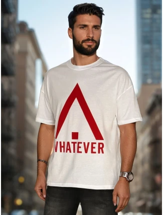 Pánské bílé tričko s potiskem FashionStreet RX5665