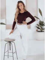 Dámský žebrovaný svetr NOLVIE vínová FashionStreet MY2493