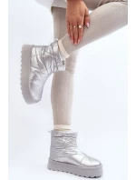 Dámské sněhule na masivní platformě stříbrné Fionia