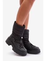 Dámské Sněhule Na Platformě A Plochém Podpatku Černé Seandriel