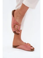 Kožené sandály se zlatou sponou Maciejka 07000-15 Růžové