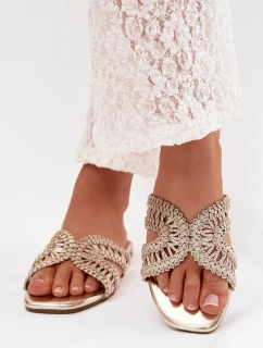 Dámské ploché zlaté pantofle Fariella