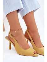 Dámské sandály na podpatku Eko semiš žluté Sevina