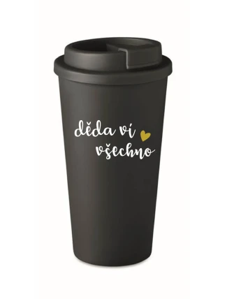 DĚDA VÍ VŠECHNO - černý termohrnek 475 ml