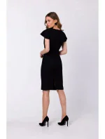 Dámské pouzdrové šaty s páskem S336 Černá - Stylove
