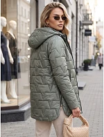 Dámská prošívaná bunda s odnímatelnou kapucí TY5794 zelená - FashionStreet