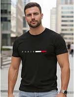 Pánské bavlněné tričko s nápisem PARIS, černé, FashionStreet NX5139R Pánské bavlněné tričko s nápisem PARIS, černé, FashionStreet NX5139R