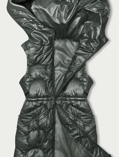 Vypasovaná vesta v khaki barvě s kapucí (B8173-11)